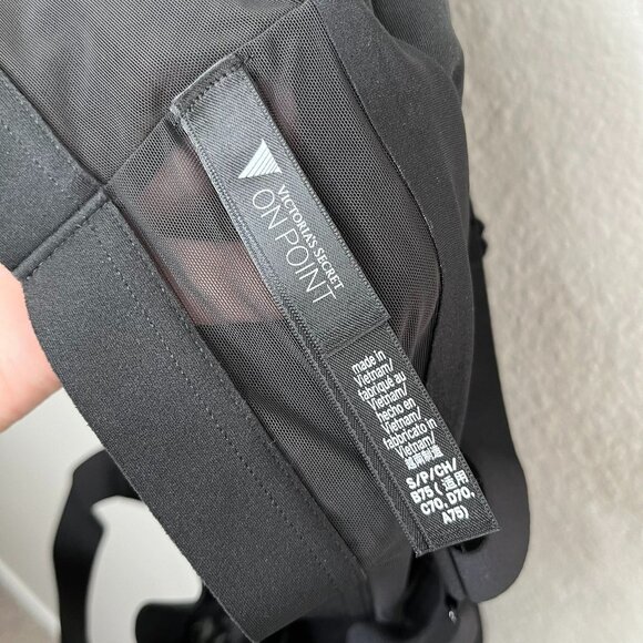 Victorias Secret On Point Black Ruched Strappy Sports Bra top S - Picture 4 of 9